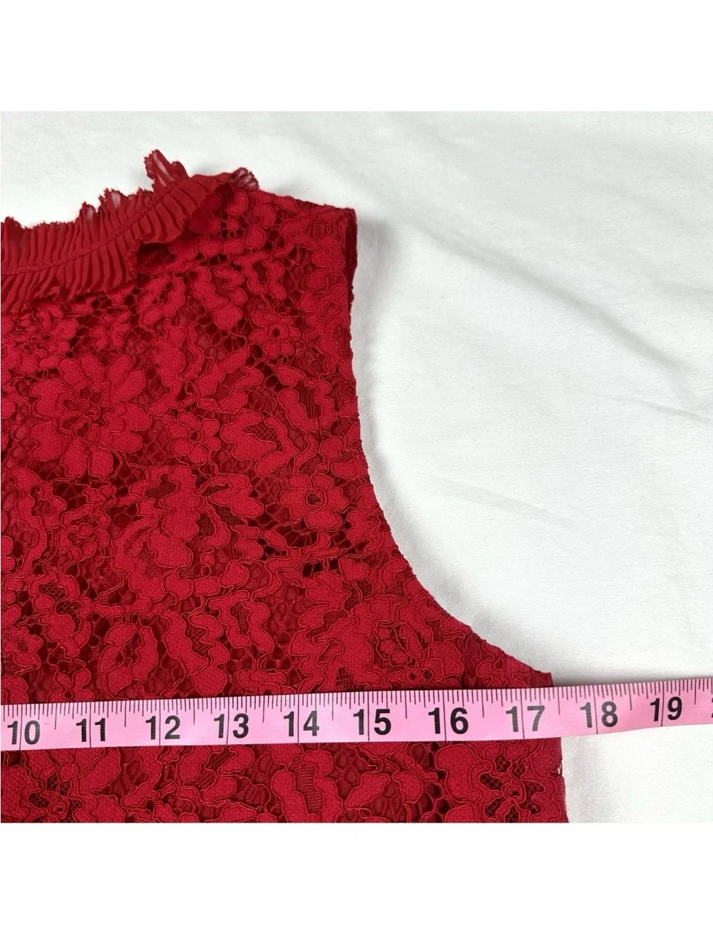 J Crew Lace Sleeveless Ruffled Neck Top